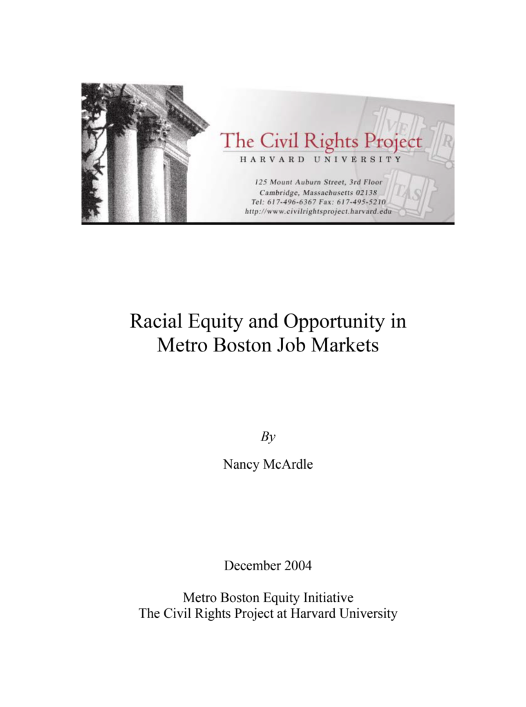 Racial Equity and Opportunity in Metro Boston Job Markets