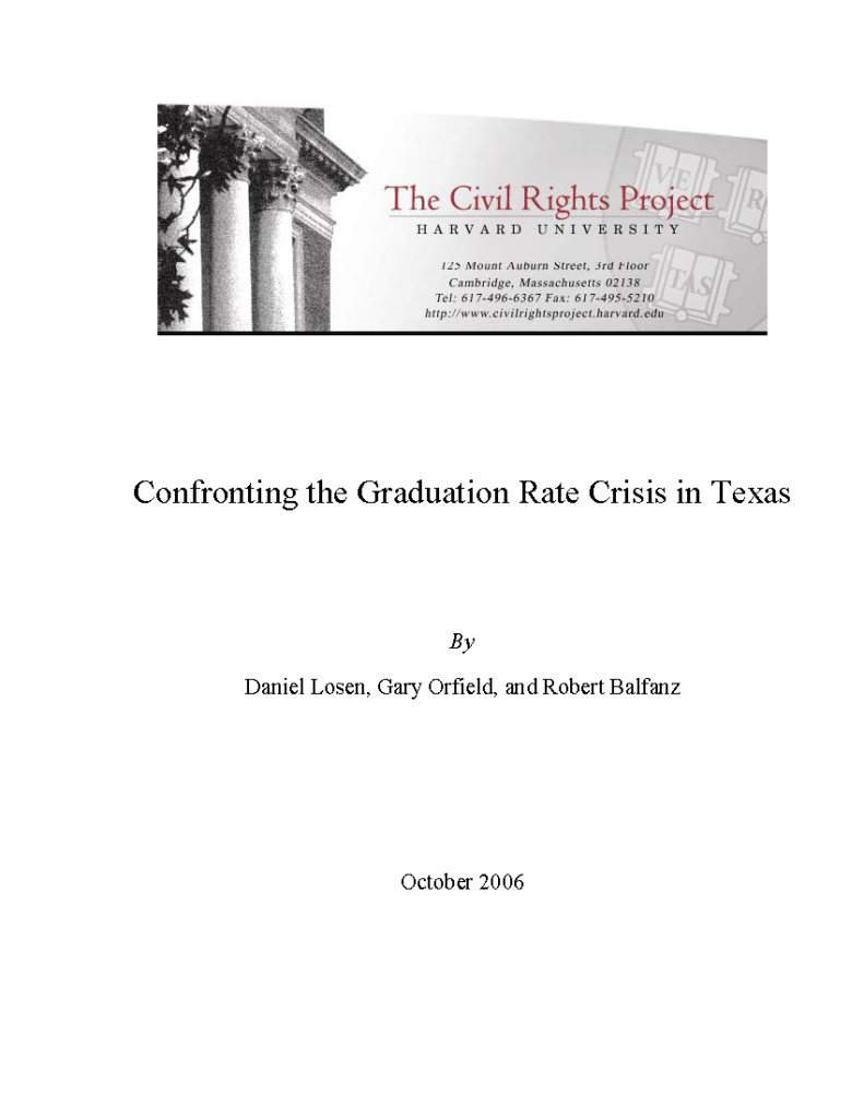 Confronting the Graduation Rate Crisis in Texas