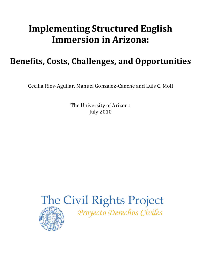 Implementing Structured English Immersion (SEI) in Arizona: Benefits, Costs, Challenges, and Opportunities