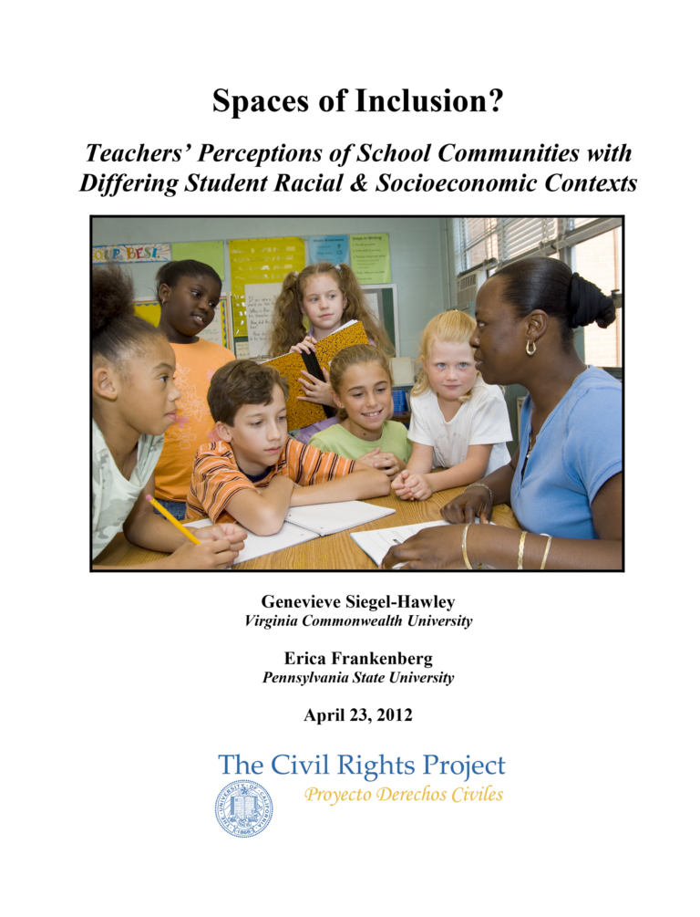 Class Inclusion Research Spaces of Inclusion? Teachers’ Perceptions of School Communities with ...