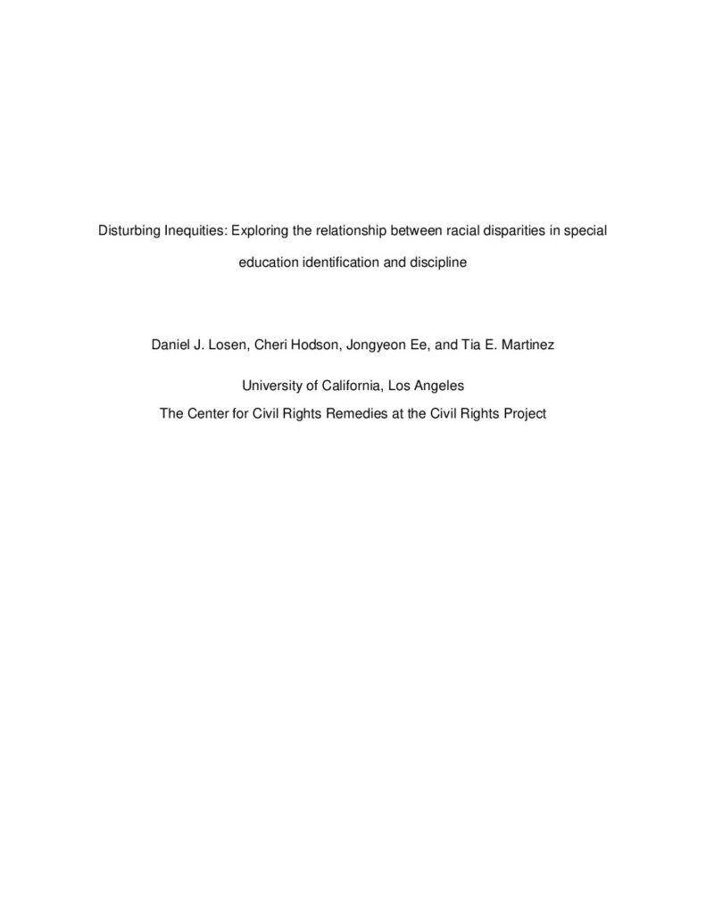 Disturbing Inequities: Exploring the Relationship Between Racial Disparities in Special Education Identification and Discipline