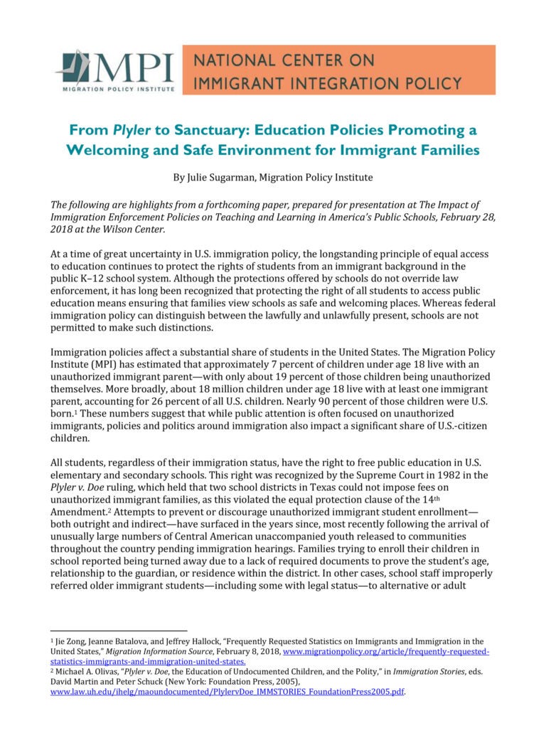 U.S. Immigration Enforcement Policy and Its Impact on Teaching and ...