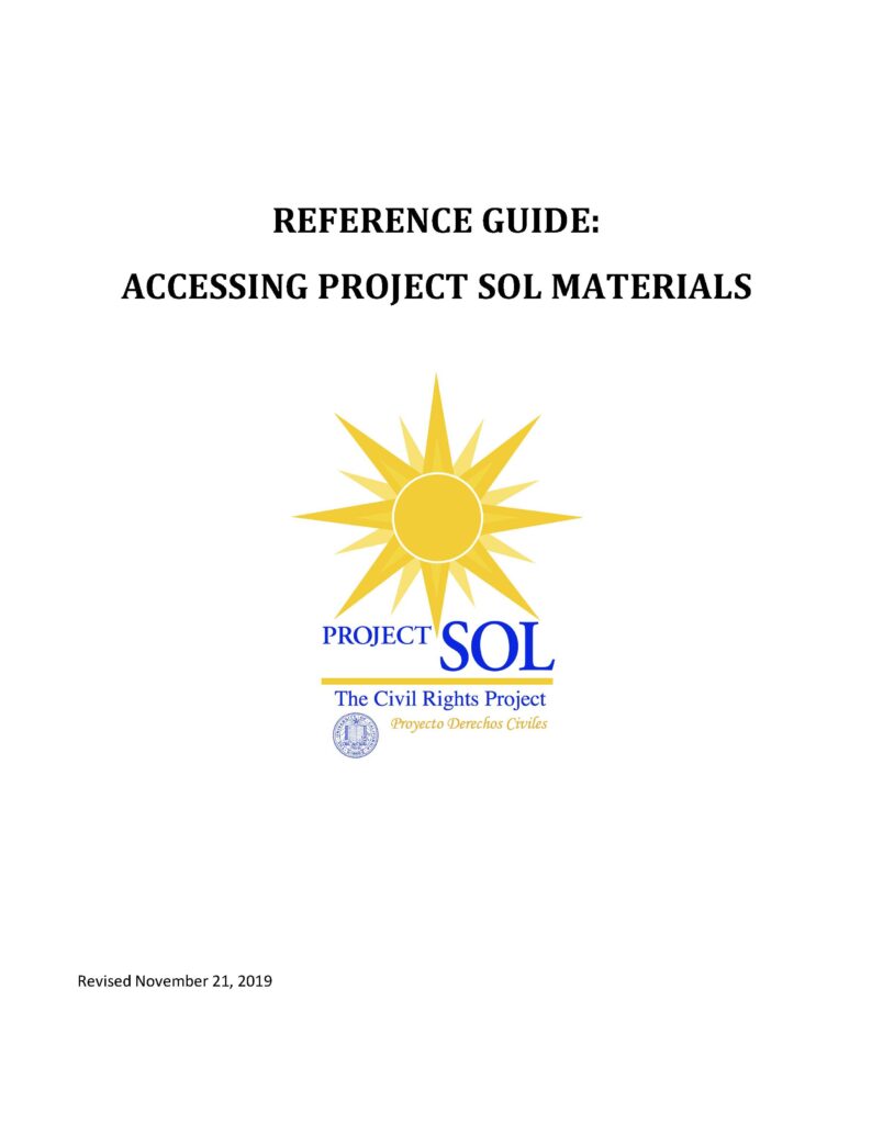 Project SOL 2.0 Reference Guide For Teachers